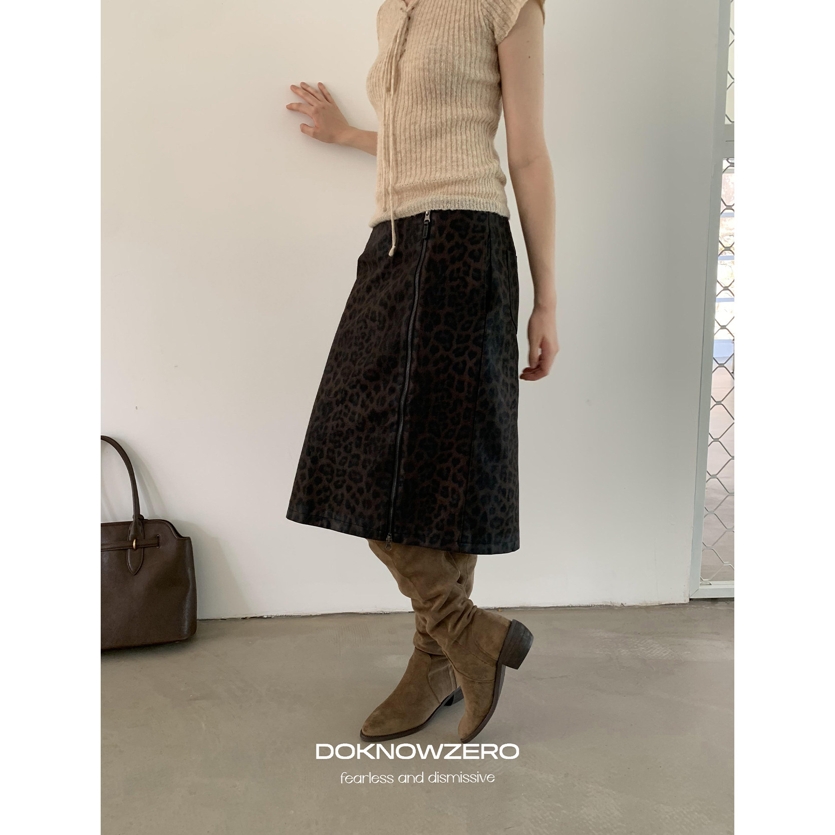 DKZ 咖色豹纹直筒半身裙女秋冬新款复古中裙,女装/女士精品,半身裙,淘宝优惠券,粉丝福利购,淘宝优惠卷