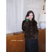 修身 美拉德上衣 咖色复古毛毛西服外套女冬季 新款 现货 DKZ