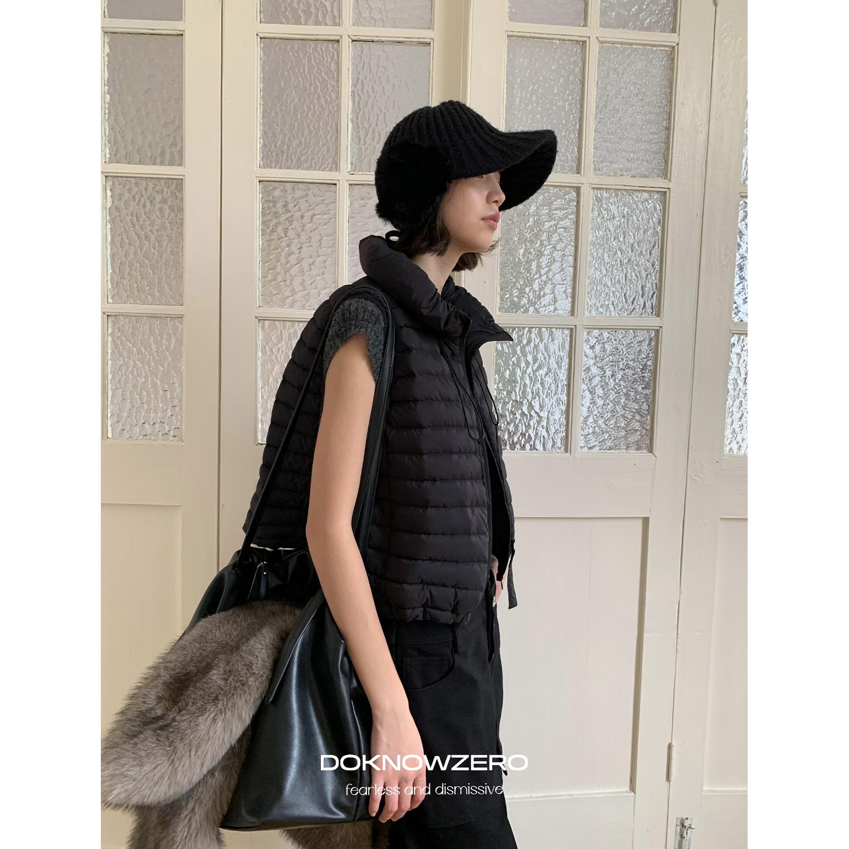 DKZ 排骨羽绒马甲女冬季新款宽松叠搭保暖上衣