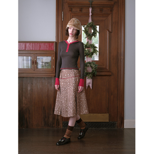 修身 女秋冬新款 简约叠搭针织上衣 莱赛尔拼色连帽针织长袖 DKZ