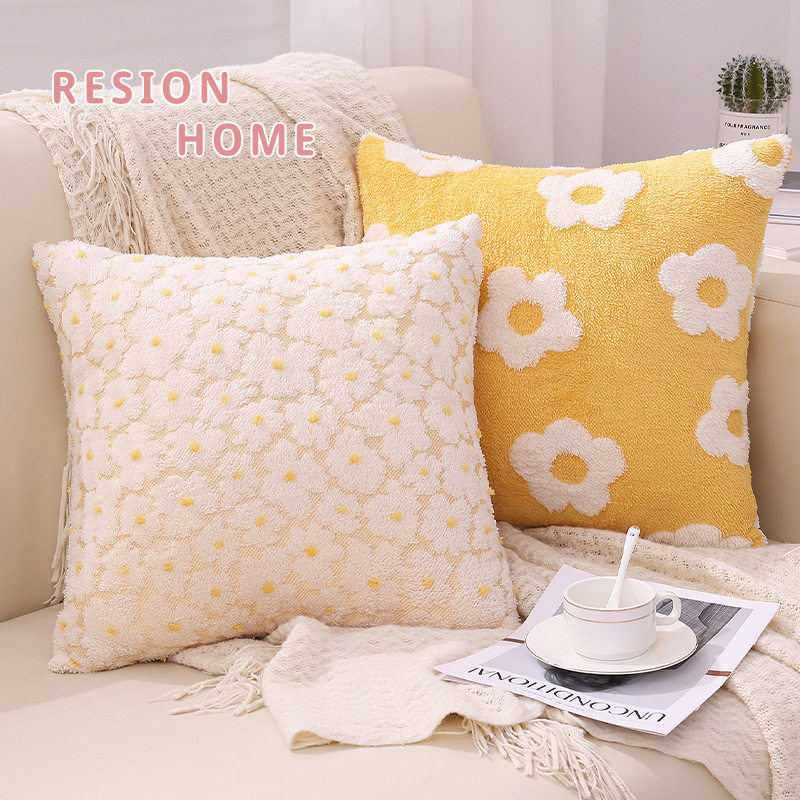 小清新花朵毛绒抱枕套不含芯客厅沙发靠枕办公室靠背垫床头靠垫套