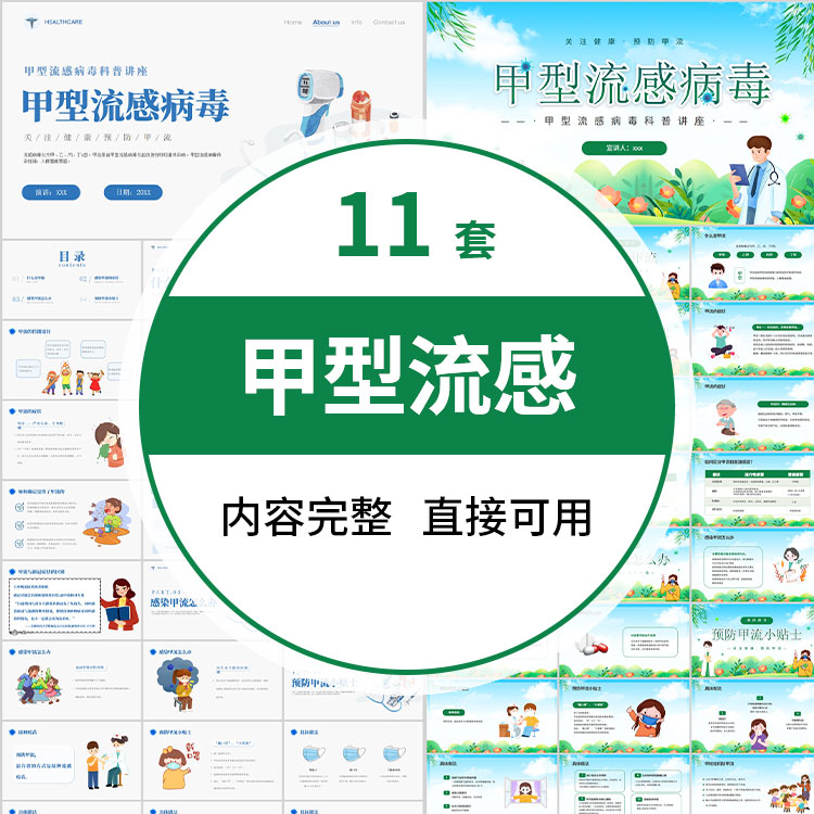 甲流甲型流感中小学幼儿临床表现预防流感病毒预防知识科普PPT