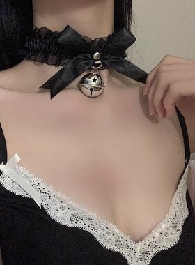 蕾丝小铃铛项圈女颈带choker脖子圣诞节性感纯欲风锁骨链项链颈环