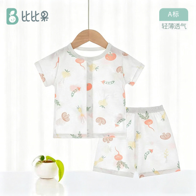 婴儿衣服分体套装宝宝薄款短袖短裤a类纯棉夏天男宝宝女孩外出服