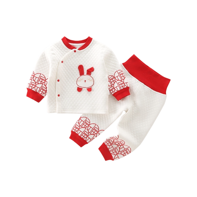 纯棉婴儿保暖套装秋冬