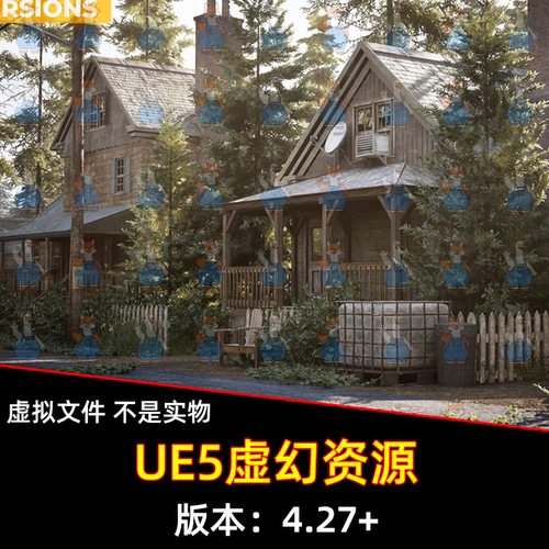 UE4虚幻5 Village Houses Environment郊外乡村别墅房屋室内外