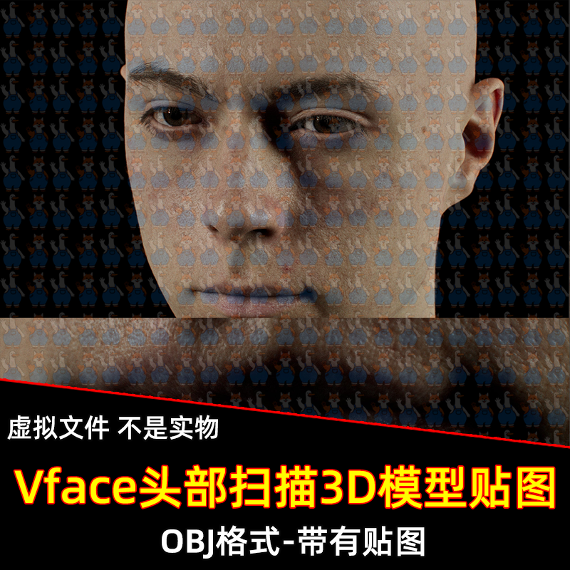 XYZ/Vface素材ZBrush写实高清扫描3D模型头部16K皮肤贴图OBJ格式