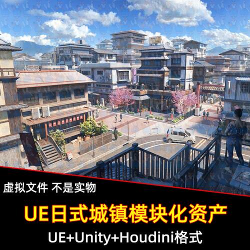 UE5虚幻5日式城镇民居商铺门窗街道设施模块化资产库unity