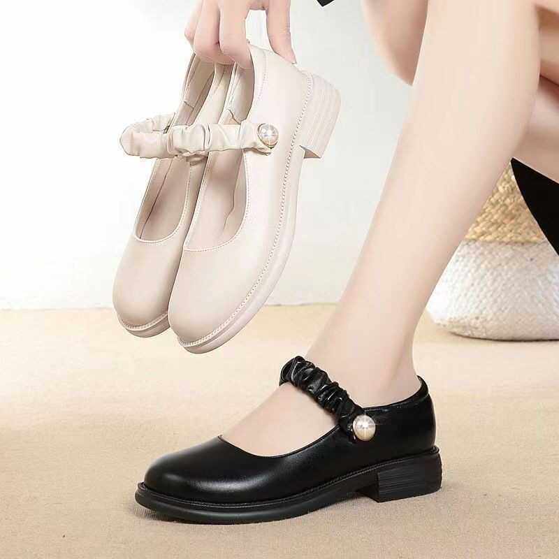 品牌清仓真皮小皮鞋女2025春秋新款低跟软底圆头浅口日系jk单鞋女,女鞋,浅口单鞋,淘宝优惠券,粉丝福利购,淘宝优惠卷