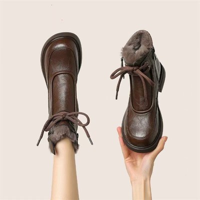 厚底马丁靴女款雪地靴2025秋冬季