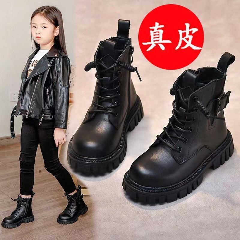品牌女童马丁靴2025秋冬新款加绒童靴男童春季短靴儿童真皮靴子