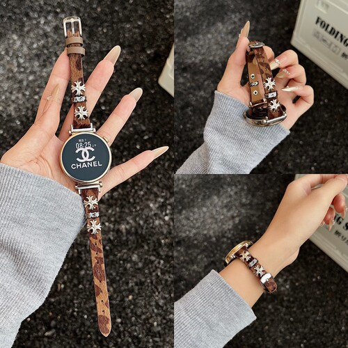 适用华为gt7手表表带细款秋冬新豹纹gt6女生真皮gt5432watch5fit4
