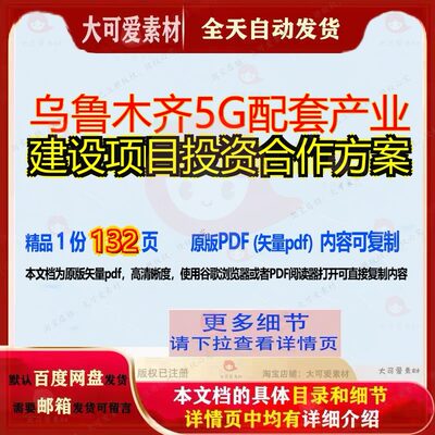 乌鲁木齐5G配套产业建设项目投资合作方案132页 建设建设项目产