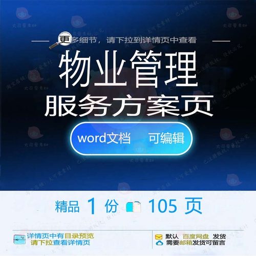 物业管理服务方案106页 方案服务管理物管理物业word文档可编