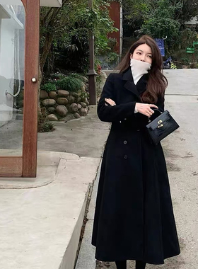 莓果家双排扣收腰显瘦双面大衣长款羊毛外套（含80羊毛）SCC888