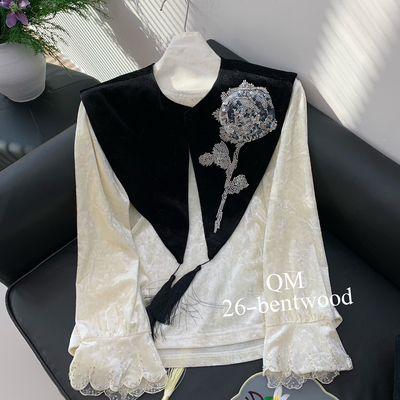 莓果绒一粒扣国风重工珠绣云肩新中式设计感百搭披肩披肩zd3988