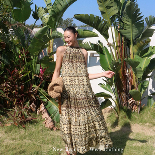 莓果家大裙摆挂脖系带慵懒浪漫氛围感真丝丝棉连衣裙YS364 G322