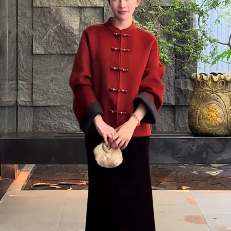 莓果新中式国风盘扣设计感立领撞色双面羊毛外套（含70羊毛）8815,女装/女士精品,羽绒服,淘宝优惠券,粉丝福利购,淘宝优惠卷