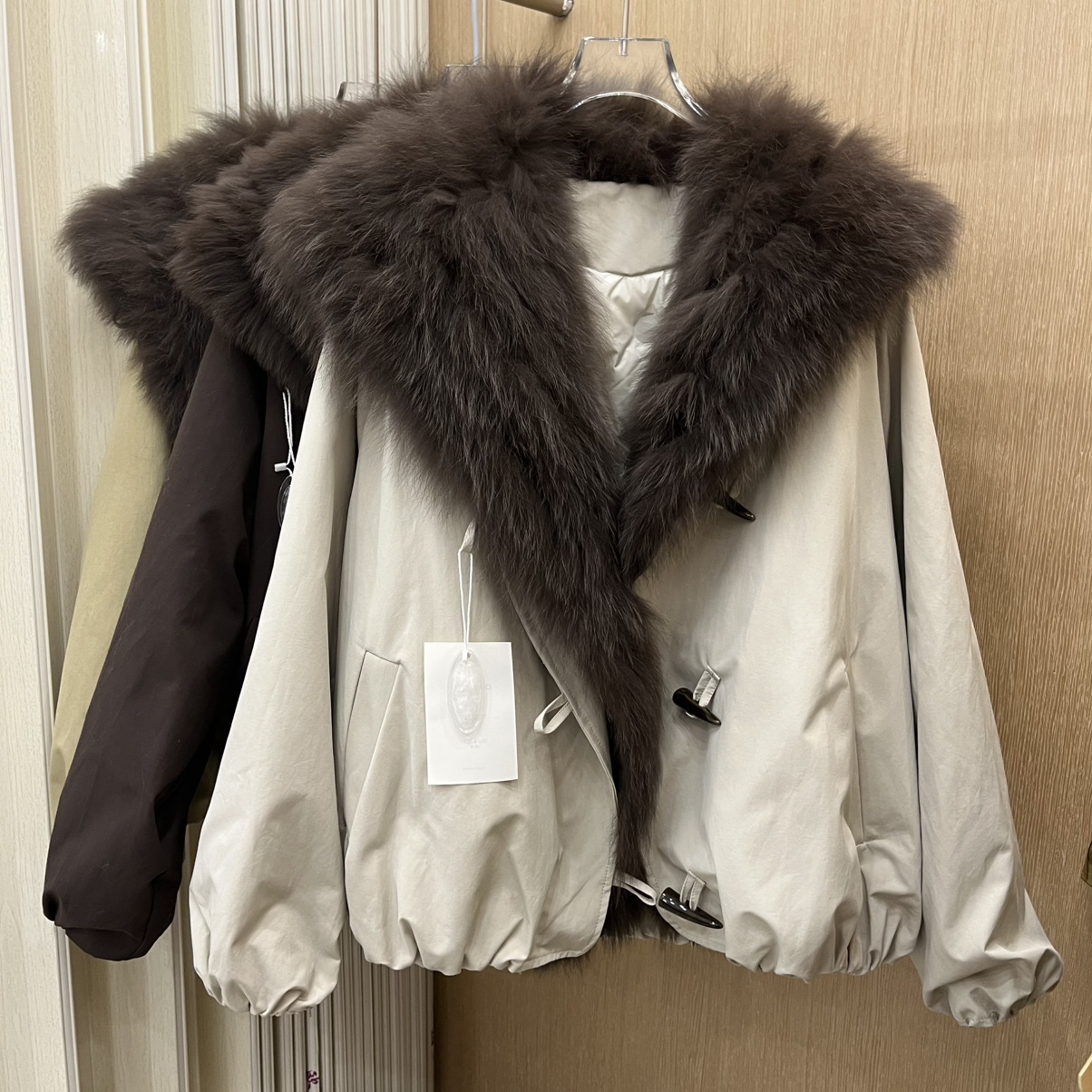 莓款皮草羽绒羽绒服(配真狐狸毛领可拆卸)(含90白鸭绒)OMD-0129