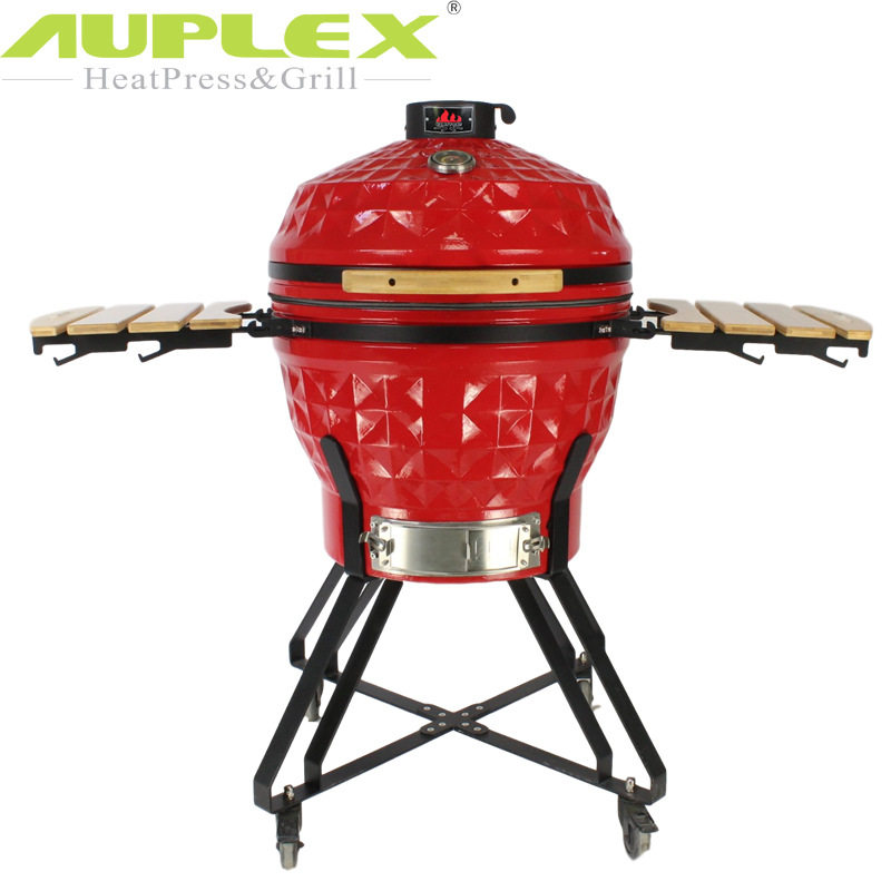 户外24寸陶瓷烧烤炉红色热卖款outdoor kamado Grill 多人烧烤架