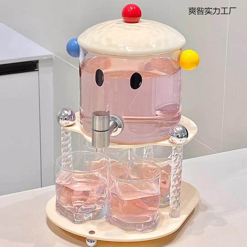 玻璃耐高温冷水壶带龙头水壶套装大容量家用夏季凉水壶饮料冰块桶