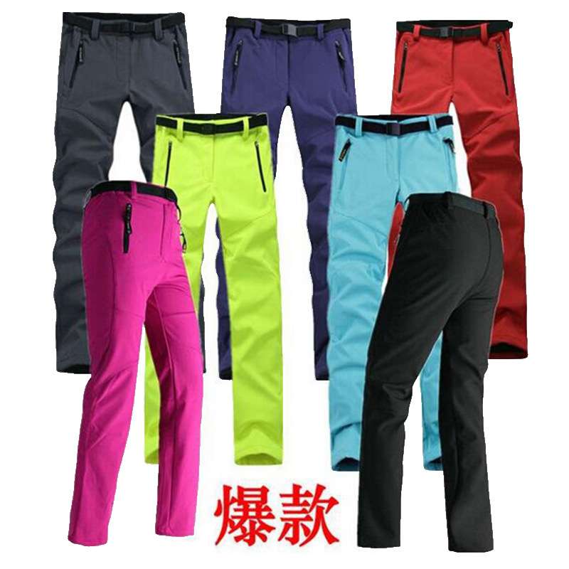 冲锋裤男防风防水 加厚保暖情侣户外裤 软壳登山抓绒裤冲锋裤女款