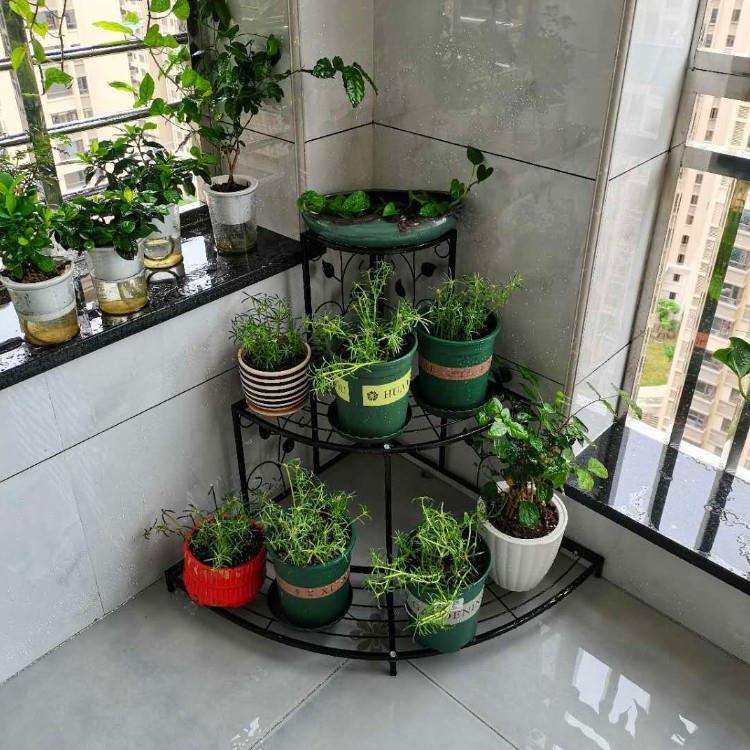 铁艺阳台转角花架子阶梯落地式墙角多层室内客厅三角形置物花新品