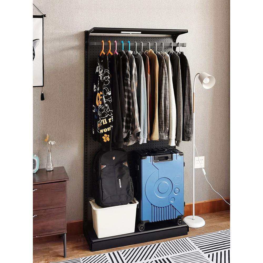 洞洞板衣柜入户式多层金属洞洞墙角收纳黑色铁艺简易衣帽间置物架,电子元器件市场,其它元器件,淘宝优惠券,粉丝福利购,淘宝优惠卷