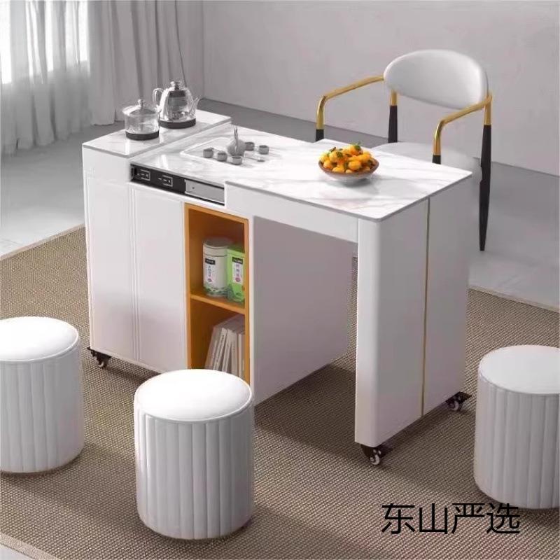伸缩岩板茶桌多功能茶车小型可移动客厅阳台现代轻奢茶台泡茶桌
