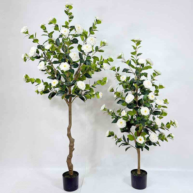 仿真山茶花盆栽室内植物家居装饰绿植盆景假树家居装扮