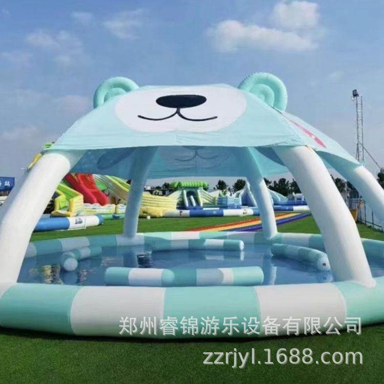 充气水池遮阳水上乐园户外组合滑梯农庄儿童手摇船大型游乐场玩具