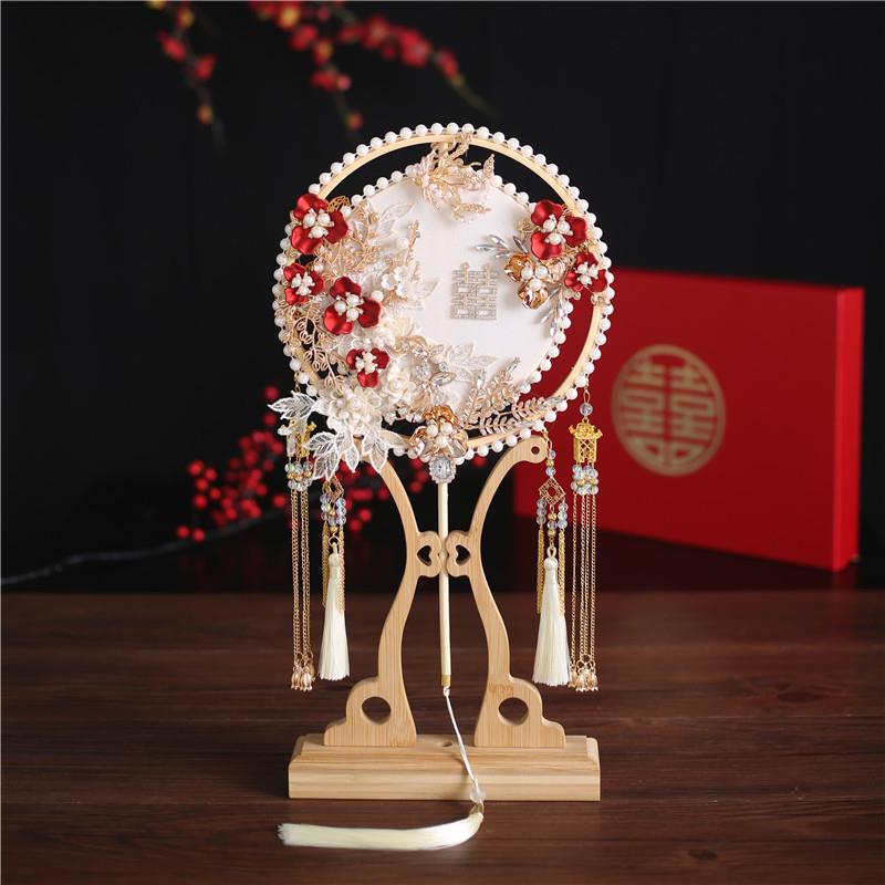 新娘喜扇秀禾服团扇结婚婚礼团扇古风扇子出嫁扇喜字扇中式手捧花