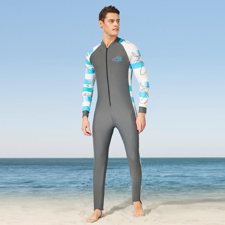 夏季新款成人连体泳衣无钢托无胸垫锦纶印花速干成人男士连体泳衣