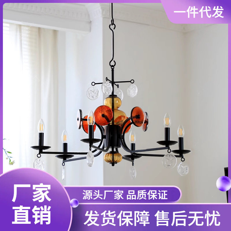法式复古交响乐吊灯中古卧室装饰灯感主卧客厅黑色蜡烛餐厅灯