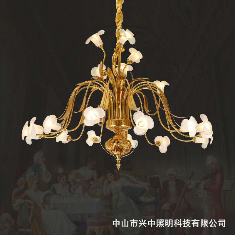 欧式铜灯法式全铜吊灯客厅餐厅楼梯别墅奢华复古宫廷大气灯饰