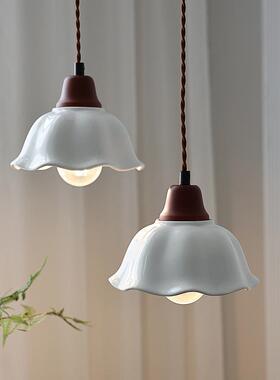 中古花朵餐厅吊灯简约复古吧台餐桌灯美式陶瓷卧室床头玄关吊灯具
