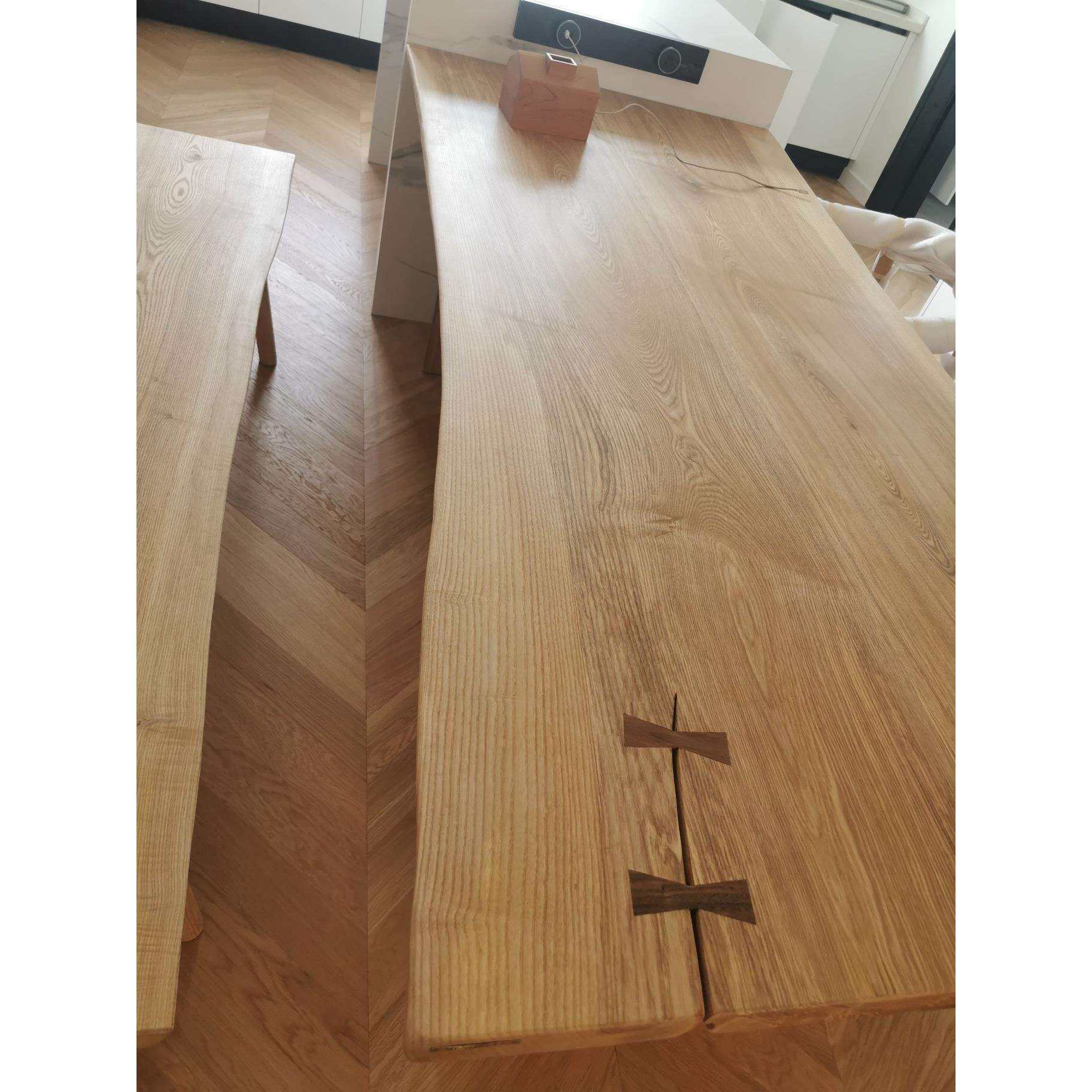日式原木边办公白蜡木餐桌工作台茶桌大书桌学习桌会议桌自然民宿