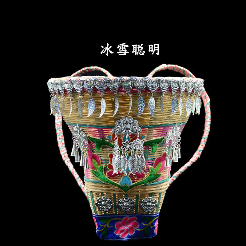 湘西纯手工竹编背篓舞蹈成人儿童演出道具背篓收纳筐竹制品装饰品