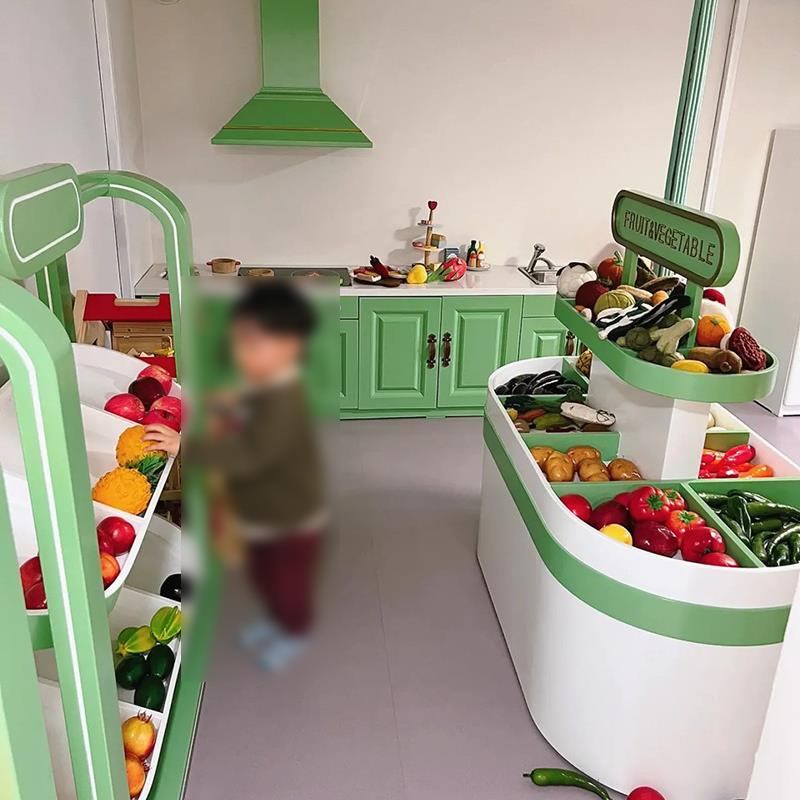儿童过家家果蔬中岛台亲子餐厅职业体验厨房超市化妆玩具做饭冰箱