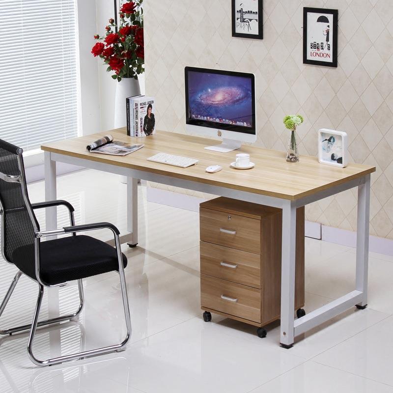 外贸简易钢木电脑桌台式书桌简约双人办公桌家用学生写字桌长条桌