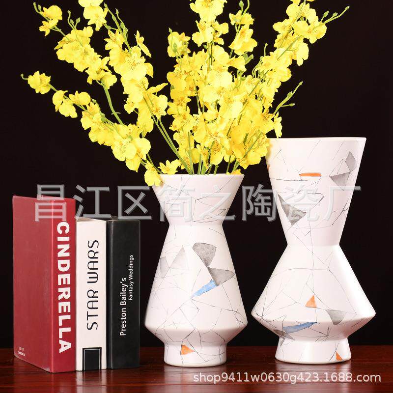 中式简约创意陶瓷花瓶摆件仿真花干花插花装饰品家居客厅卧室摆设