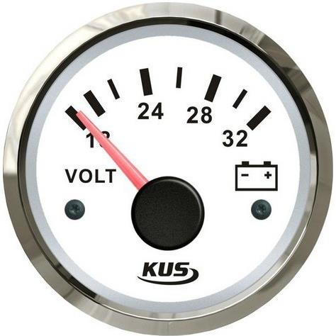 KUS仪表电压表24V/18-32v船用车用房车通用白色/黑色