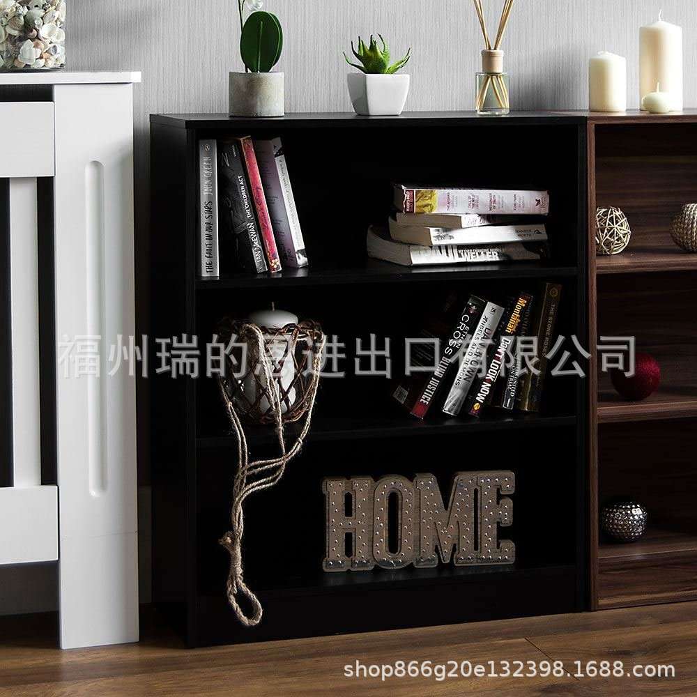 简易经济型小书架落地书架置物架简约书柜省空间书架3层黑色