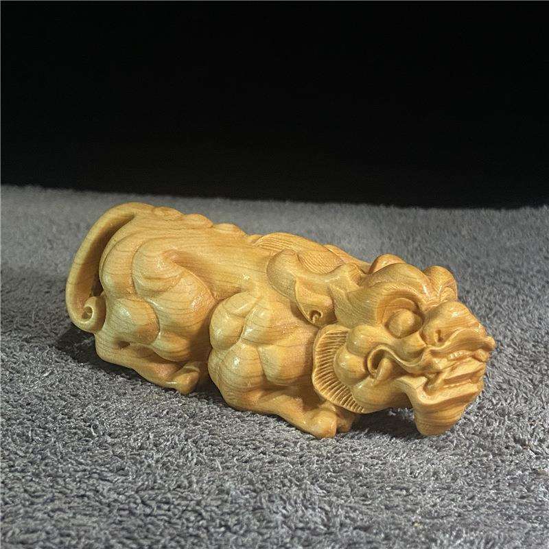 崖柏黄杨木雕刻手把件茶桌汽车小摆件家居招财貔貅随身手把工艺品
