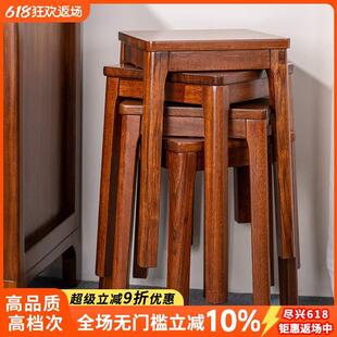 乌金木实木凳子用可叠放餐桌凳矮凳小凳子板凳圆凳方凳结实耐用