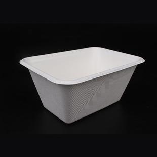 新品一次性甘蔗浆纸碗可降解餐具1000ml方盒托盘
