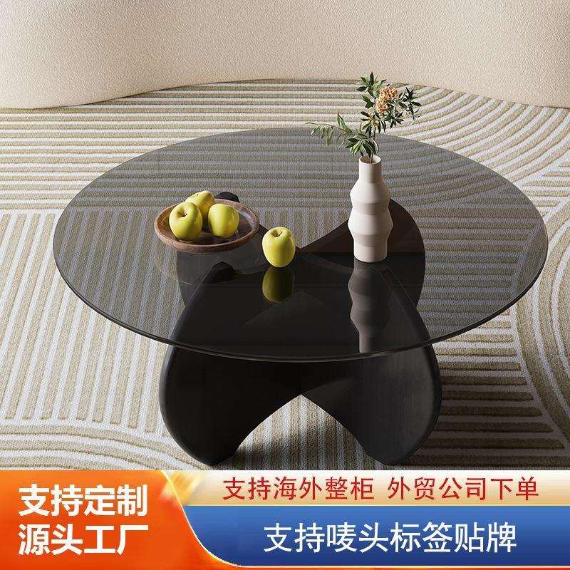 现代简约钢化玻璃电视柜茶几组合阳台小茶几小户型网红大小茶桌