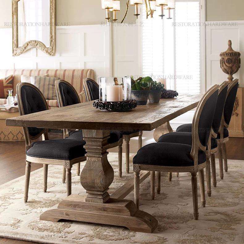 美式乡村餐桌/纯实木家具/法式复古做旧大长桌/会议工作台/办公桌