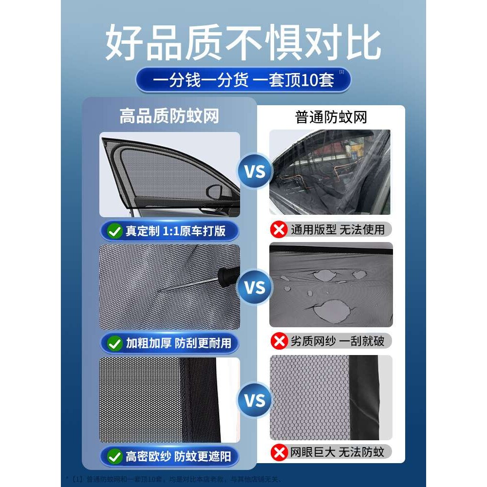 汽车防蚊虫纱窗车窗防蚊网遮阳帘窗帘防晒轿车窗纱网车用蚊帐车载