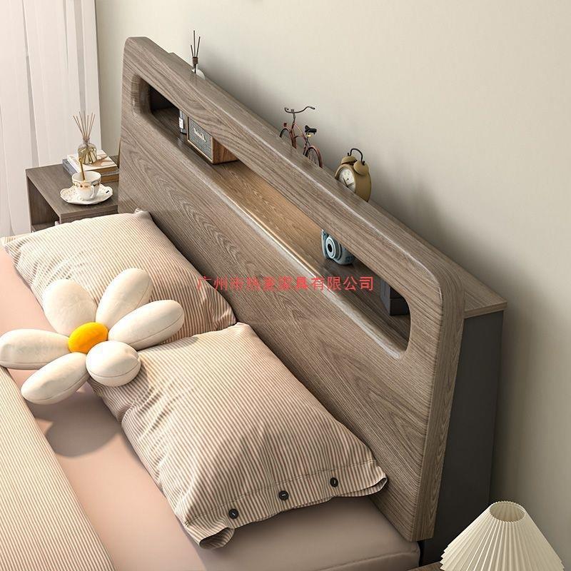 实木床现代简约经济型1.5m双人床1.8m主卧大床出租房用1.2m单人床